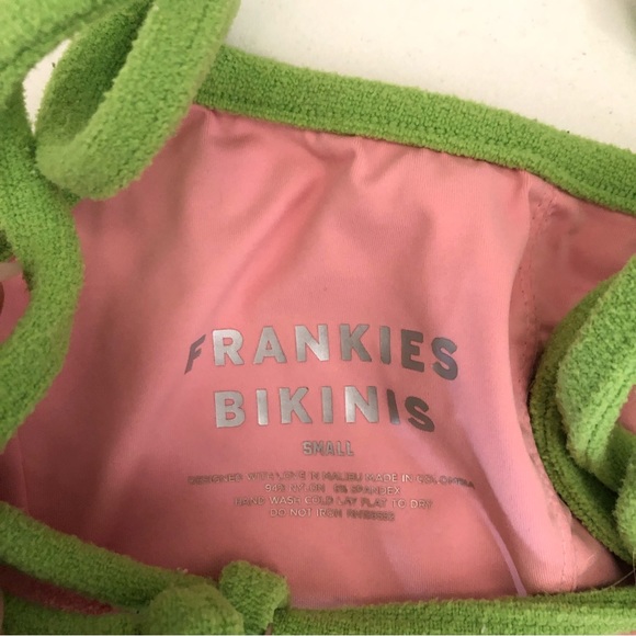 Frankie’s Bikinis Pink and Green Terry Cloth Bikini Set - Picture 6 of 9